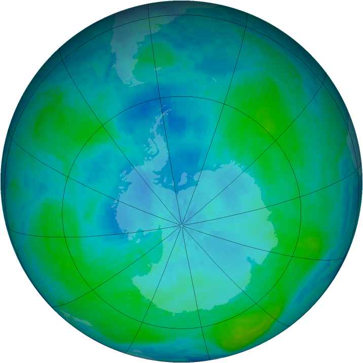 Antarctic ozone map for 13 February 2004